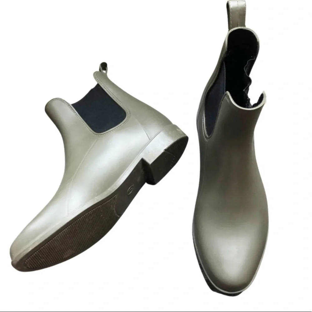 Target Womens Chelsea Ankle Rain Boots Rubber‎ Slip On Waterproof Olive Green